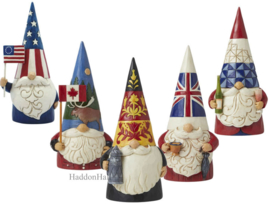 Gnomes Set van 5 - American - Canadian - German - British & French - Jim Shore retired
