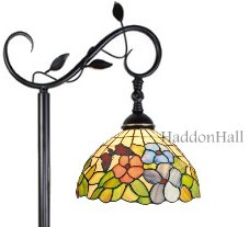 Y10171 * Vloerlamp H152cm met Tiffany kap Ø25cm Red Butterfly