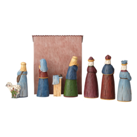 Folklore Nativity  H 24cm 9-delig Kerststal Jim Shore 6001441 Kerstgroep SUPERAANBIEDING *