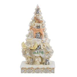 White Woodland Stacked Animals "Tis the Season for Friends" Jim Shore 6017178
