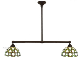 6133 * Hanglamp B90cm met 2 Tiffany kappen Ø30cm Labirynth