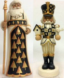 "Black & Gold Santa & Nutcracker" H27cm Set van 2 Jim Shore beelden retired *