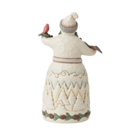 White Woodland Snowman Holding Pinecone Branch * H23cm Jim Shore 6015151 beperkte voorraad, retired