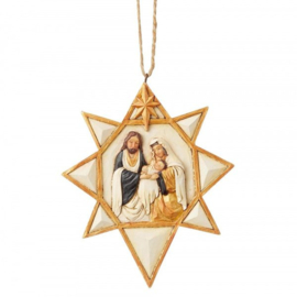 Holy Family Black and Gold & Christmas Dated 2021 - Set van 2 Jim Shore Hanging Ornaments *