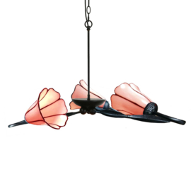 8187 * Hanglamp Lovely Ø80cm met 3 Tiffany kappen Ø15cm Liseron Pink