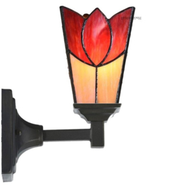 8221 * Wandlamp Zwart met Tiffany kap 10x10cm Kievitsbloem