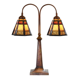 6366 Bureaulamp H64cm met 2 Tiffany kappen