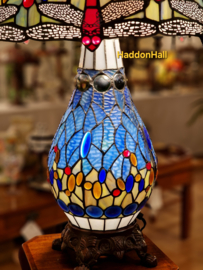 6186 * Tafellamp H63cm met verlichting in de voet met Tiffany kap Ø46cm Dragonfly Blue
