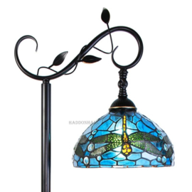 6241 * Vloerlamp - Leeslamp H152cm met Tiffany kap Ø25cm Dragonfly Blue