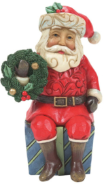 Santa Sitting on Gitf Mini Figurine * H9cm Jim Shore 6011487 Retired