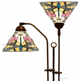 T022S Vloerlamp Haaks met 2 Tiffany kappen Ø30cm