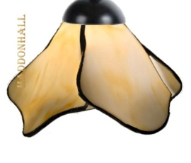 6048 Balk Zwart 100cm met 3 Tiffany kappen Ø21cm Flower Beige