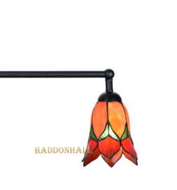 8099 Hanglamp Zwart B90cm met 3 Tiffany kappen Ø15cm Lovely Flower Red '