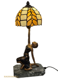 5992 Tafellamp  Golden Art Deco Lady H40cm met Tiffany kap Ø18cm Odette