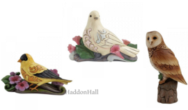 Set van 3 Jim Shore beelden - Goldfinch , Dove & Owl , retired , superaanbieding *