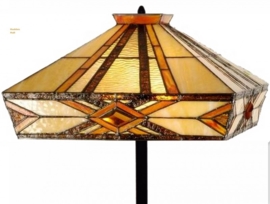 5520-5564  Vloerlamp Tiffany  Zwarte voet  Vierkant 41x41 cm 164 cm hoog