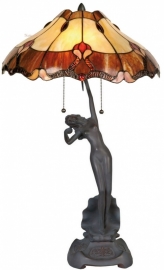 5377 * Tafellamp Tiffany H66cm Ø40cm "Jugendstil Dame"