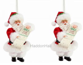 Set van 2 Naugthy & Nice Santa H15,5cm Hanging Ornament  - Possible Dreams