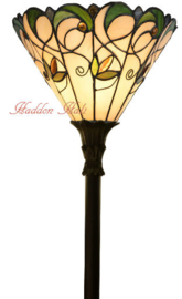 T095S FL395 Vloerlamp Zwart Uplight H175cm met Tiffany kap Ø30cm