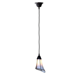 Hanglamp Textielsnoer Zwart met Tiffany kap Kleine Calla Purple-Blue