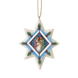 Set van 3 Jim Shore Rotating Hanging Ornaments - Snowflake, Holy Family - Santa