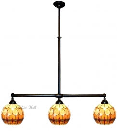 5316 * Hanglamp B90cm met 3 Tiffany kappen Ø27cm