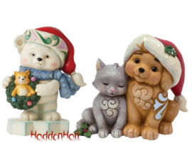 Set van 2 Christmas Mini Figurines -  Bear - Pupy&Kitten retired, aanbieding