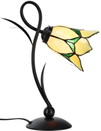 8104 * Bureaulamp H40cm met Tiffany kap Ø16cm Lovely Flower Yellow