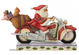 Santa Riding Motorcycle  - Jim Shore Kerstman  6008883 retired, laatste exemplaren *