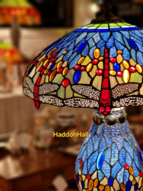 6186 * Tafellamp H63cm met verlichting in de voet met Tiffany kap Ø46cm Dragonfly Blue