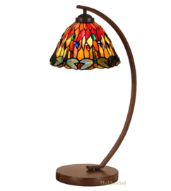 7808 Bureaulamp H57cm met Tiffany kap Ø25cm Dragonfly Red Glass