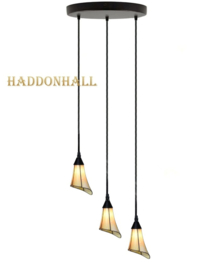 9220 Hanglamp Rozet Ø25cm met 3 Tiffany kappen Ø12cm Calla Yellow