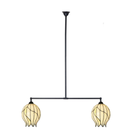 8175 Hanglamp Zwart B90cm met 2 Tiffany kappen Ø22cm Nature
