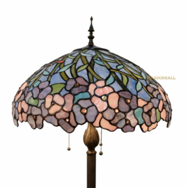 5453 Vloerlamp Bruin H165 met Tiffany kap Ø51cm Wisteria Pink