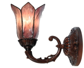 8184 8829 * Wandlamp Bruin met Tiffany kap Ø16cm Gentian Purple Gentiaan