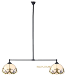 5918 Hanglamp Zwart B90cm met 2 Tiffany kappen Ø30cm Luna