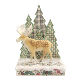 White Woodland Moose with Layered Trees "Frozen Forest" Jim Shore 6017173