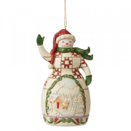 Red & Green Snowman Ornament H10cm Jim Shore 6009470