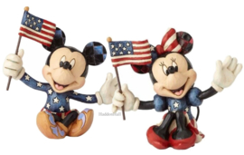 Mickey & Minnie Patriotes H9cm Set van 2 Jim Shore beelden