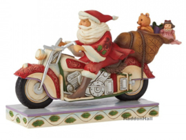 Santa Riding Motorcycle  - Jim Shore Kerstman  6008883 retired, laatste exemplaren *