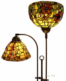 9111-9932 Vloerlamp Half Rond met 2 Tiffany kappen Ø26 & Ø30cm  Garden Dragonfly