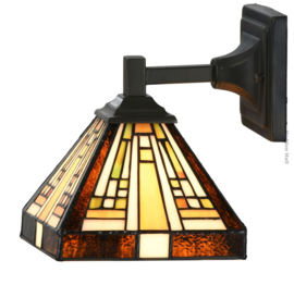 8252 * Wandlamp vierkant met Tiffany kap 18x18cm Ray of Light