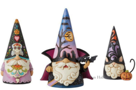 Gnomes Set van 3 - Day of the Dead , Vampire & Black Cat H18cm Jim Shore uitverkocht