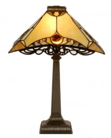 5313 Tafellamp H49cm met Tiffany kap 35x35cm Amber