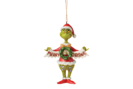 Grinch with Christmas Banner Ornament H13cm Jim Shore 6015226 *