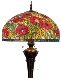 Y2012 9459 * Vloerlamp Bruin met Bolling met Tiffany kap Ø51cm Amapolas