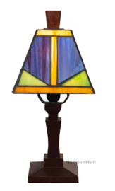 LPT1901 * Tafellamp Hout H31cm met Tiffany kap 13x13cm Woody