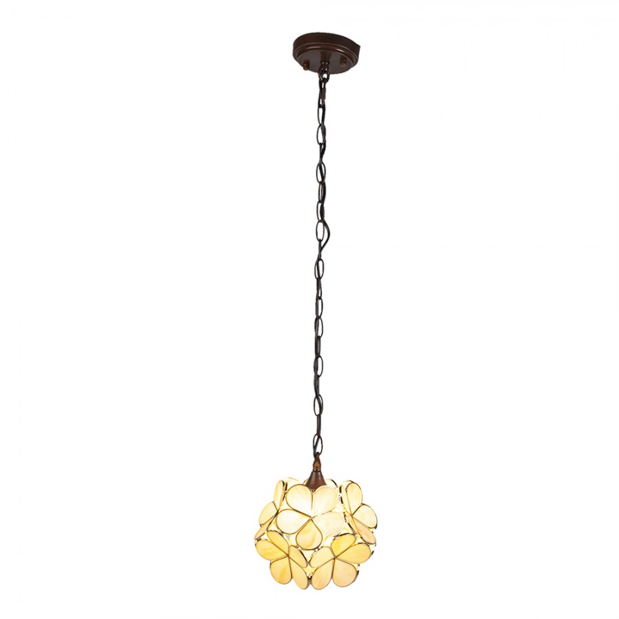 6092 * Hanglamp Tiffany Ø21cm Flower Yellow