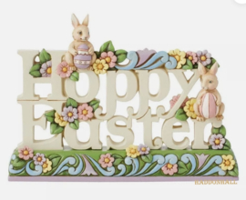 Hoppy Easter Text H16cm B22cm Jim Shore 6014396 , retired