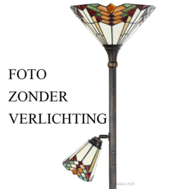 5969 * Vloerlamp H178cm met 2 Tiffany kappen Ø35 en Ø14cm Stricta
